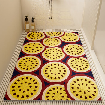 Fantasy bathroom non-slip floor mat bathroom toilet wire ring anti-slip mat waterproof bathroom shower room bath anti-fall mat a pile of passion fruit rectangular 40x70cm