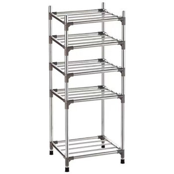 Yong huan's new large tube storage rack, multi-functional stainless steel hollow storage rack, kitchen multi-layer pot rack, floor-standing storage rack, 2-layer heightening (43cmx36cm) free (