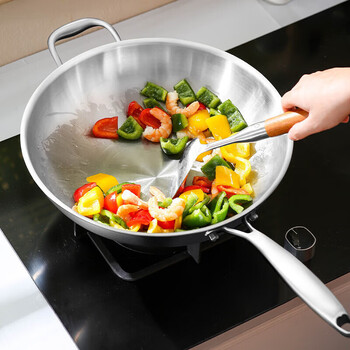 Tuojin supu food grade 316 non-stick wok household cooking pot induction cooker gas stove universal stainless steel flat bottom flat bottom five-layer steel 316 stainless steel support 0cm 30cm uncoated grade without lid + with ears