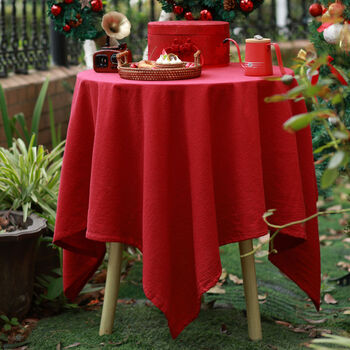 Fantasy red festive tablecloth new year style round square table dining table coffee table tablecloth red cotton backing 135x135cm
