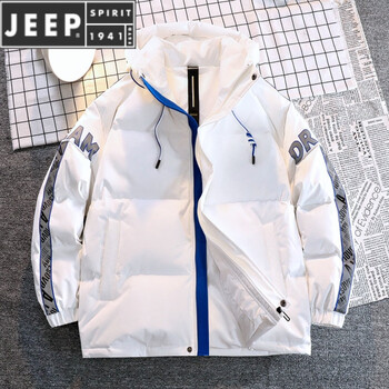 Jeep spirit lightweight down jacket men's winter 2025 new hooded handsome short style thickened cold warm winter men's jacket white m