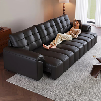 Sunhoo big black bear zero wall electric function sofa simple living room pull-out first layer cowhide sofa bed 28sf022zy elegant black imported tumbled first layer cowhide 2.26 meters - double electric position