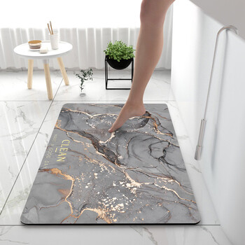 Fantasy water-absorbent diatom mud bathroom floor mat 50x80cm marble nordic style bathroom non-slip quick-drying marble + blue + autiful 80x120cm water-absorbent leather 4mm thickness