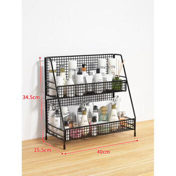 Tuojin japan imported quality washstand storage rack powder room washstand desktop cosmetics storage shelf dormitory cup 2 layers black
