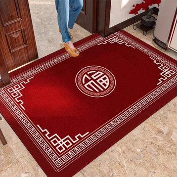 Sanqihu entrance door floor mat entrance door diatom mud new chinese style red non-slip water-absorbent festive wedding housewarming foot mat chinese red + fudao 80x120cm
