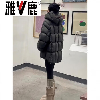 Yalu small puff cloud-like white duck down jacket for women 2026 winter new gray hooded jacket bread coat dark gray down jacket (white duck down filling) jiujiang down jacket for women new s