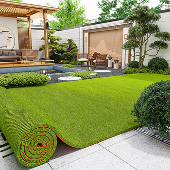 Junyuexi outdoor balcony carpet high-end outdoor waterproof, sunproof, anti-slip and anti-freeze floor mat, thickened anti-slip mat, courtyard terrace, green tpe single stripe 180cm*350cm