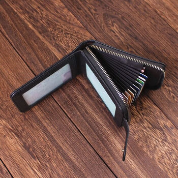 Jiayin's new anti-magnetic card holder men's driver's license holder women's driver's license two-in-one zipper wallet black upgraded anti-theft brush anti-degaussing 10+3