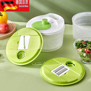 Tuojin commercial vegetable salad drying bucket manual dehydrator hand-cranked salad machine multifunctional model with vegetable cutter (color box)