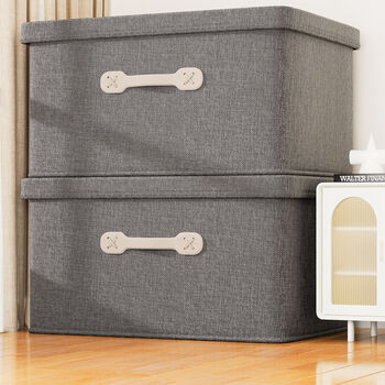 Fantasy clothes storage box large clothes organizing box large capacity storage box wardrobe storage box suitcase gray 2 pack extra large size 88l (length 60x width 42x height 35cm) thickened and durable