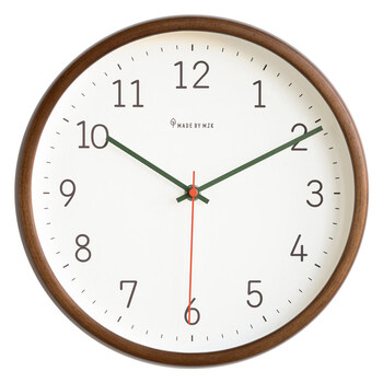 Zrqf japanese original imported solid wood wall clock home living room wall clock simple light luxury silent clock quartz clock high-end dark color seiko movement 12 inches