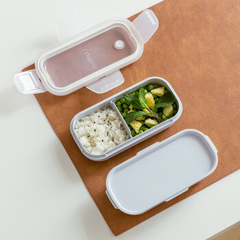 Tuojin imported high-quality japanese chopsticks and spoons set for one person, office workers, children and students, take-out portable meals, microwaveable double-layer lunch box_600ml blue