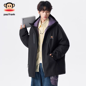 Paul frank american retro casual down jacket men's 2026 spring new loose comfortable warm trendy brand coldproof top black 90% white duck down s recommended 90-110 catties