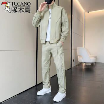 Woodpecker (tucano) spring and autumn jacket for teenagers men's wear set with handsome large size casual sports suit for junior and high school students mint green l