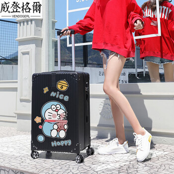 Vendogerl suitcase women's 2025 new 20-inch trolley case small student travel code leather case men's large capacity and durable upgraded zipper noble black_milk tea blue fatty 24 inches 40% choose the size you like, free shipping insurance + lifetime warranty