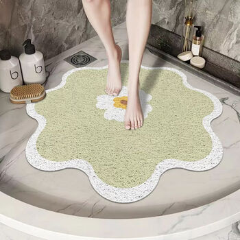 Fantasy bathroom dry and wet separation floor mat, fresh and soft, non-irritating to feet, bathroom, shower room wire circle carpet, dirty resistant and easy to care for jn-diankai 100*100cm bathroom hot selling ruler