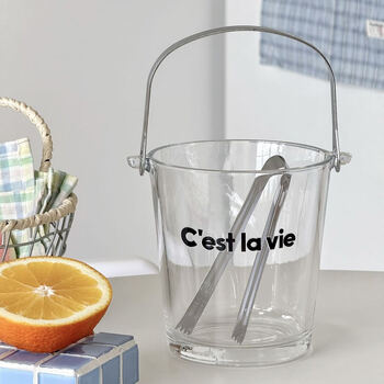 Fantasy ice bucket bar beer bucket ice bucket container storage bucket glass ice bucket black letters (free ice clip)