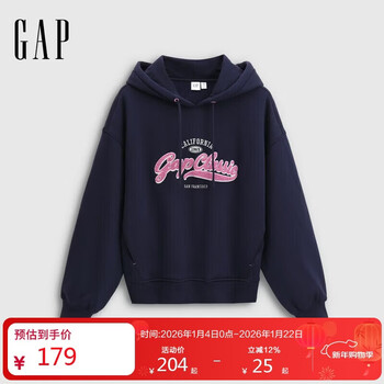 Gap women's 2025 autumn new logo towel embroidered loose polar fleece hoodie casual sweater 795495