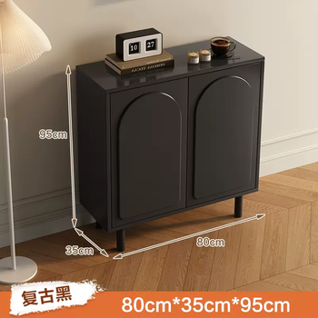 Yusenyi sideboard against the wall integrated living room household storage cabinet tea cabinet kitchen integrated cabinet wabi-sabi style black storage cabinet 80cmb model (including home installation)