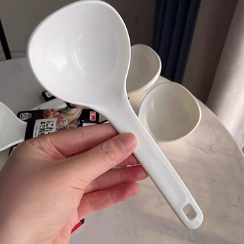 Yusenyi food grade rice spoon household japanese high temperature resistant soup spoon short handle plastic household kitchen spoon porridge is not hot upgraded thickened non-stick pan white 1 piece