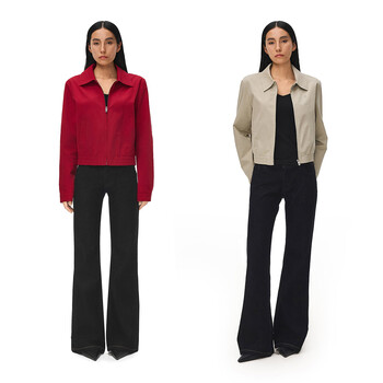 Fdr flagship 2026 spring new simple casual top temperament fashion lapel short jacket women red s