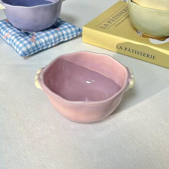 Pupan various colors girly cream style tableware ceramic bowl good-looking eating bowl student breakfast bowl cute jelly bean yogurt bowl - pink