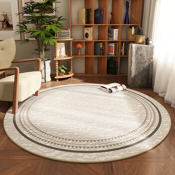 Fantasy japanese log style round living room carpet study bedroom desk rocking chair chair thickened bedside blanket sofa floor mat flashback diameter 60cm protective floor mat
