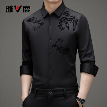 Yalu long-sleeved thermal shirt men's 2026 winter new business non-iron plus velvet thermal underwear shirt men's black s 165