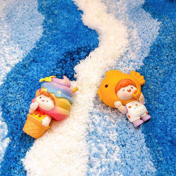 Yusenyi bedroom bedside carpet ins blue wave blanket special-shaped living room sofa coffee table decorative blanket foot pad moss 50cmx80cm advanced flocking three-dimensional style