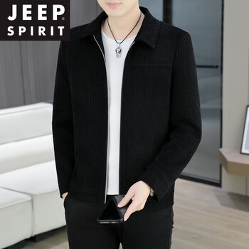 Jeep spirit jacket men's 2026 spring and autumn new casual lapel jacket youth slim business top clothes trendy and versatile black 2xl