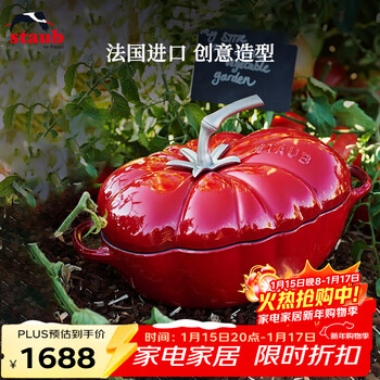 Staub french imported enamel flat bottom uncoated cast iron double-ear stew pot 25cm tomato pot cherry red 40511-774