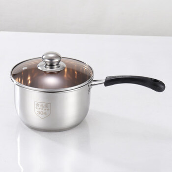 Tuojin german imported quality 18cm stainless steel household milk pot extra thick composite steel soup pot hot milk food supplement pot electric silver_milk pot brown lid 18cm