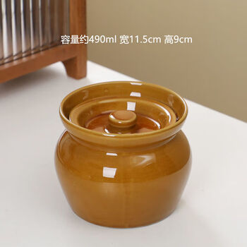 Tuojin water-proof stew pot stew pot for one person stew pot with lid shaxian snack ceramic simmering soup 500ml crock pot stew pot stew pot yellow brown 500ml