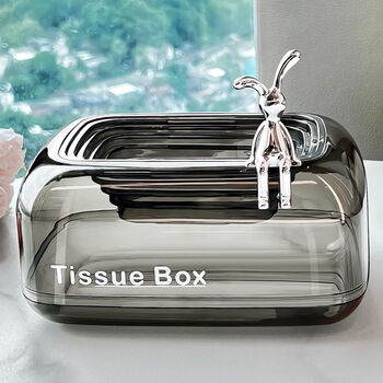 Fantasy tissue box living room napkin box paper drawer multifunctional sunken tissue box transparent gray silver