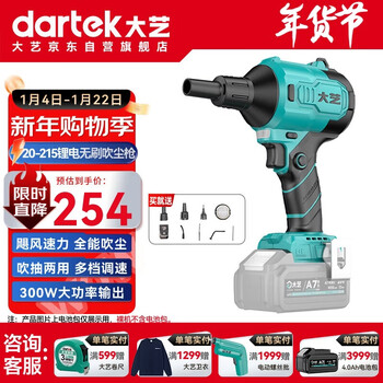 Dayi lithium battery brushless dust blowing gun violent fan 20-215 (bare metal) hair dryer industrial dust blowing strong wind blower