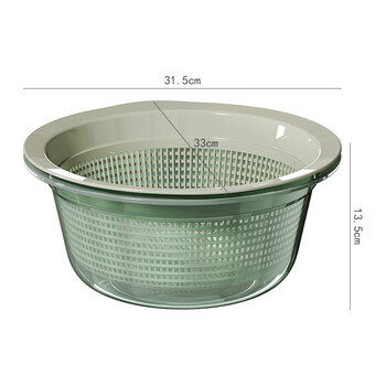 Tuojin kitchen double-layer vegetable sink drain basket new fruit washing plastic sink rice basin household wan qing green - durable wan qing green - durable 31.5cm*29.5cm