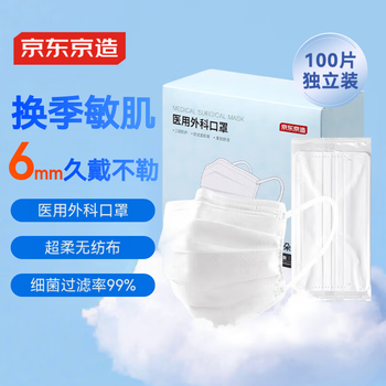 Beijing-made medical surgical masks disposable individually packaged 100 white super soft 6mm masks for adults in winter