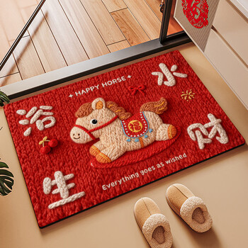 New year of the horse new bathroom absorbent floor mat new year bathroom quick-drying non-slip foot mat toilet door soft diatom mud mat g3745 80cmx120cm entrance door recommended