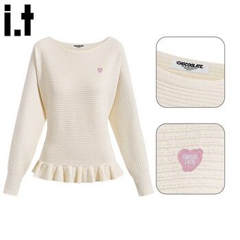 Chocoolate it women's korean ruffled lace-up waist knitted sweater for women 2025 winter slim short inner top, apricot color, one size