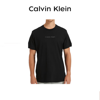 Calvin klein winter new year gift new ck trend casual pure cotton warm men's short-sleeved t-shirt bottoming shirt black xl