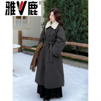 Yalu dark brown fur collar big heroine parka down jacket for women 2026 winter new white goose down lining warm windbreaker goose down jacket 95% white goose down for women black s _ built within 105 pounds high-end western style down jacket for small people