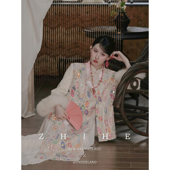 Wuyan yihe babylon garden heavy duty velvet embroidered white duck down jacket loose design jacket down jacket xs
