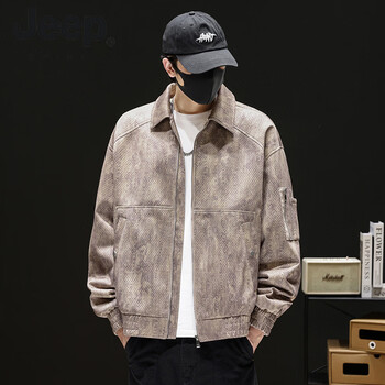 Jeep spirit american retro jacket for men in spring and autumn trendy brand casual windproof flight jacket for men with loose lapel couple top brown m