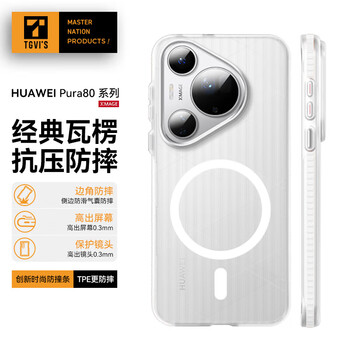 Tgvi s is suitable for huawei pura80pro mobile phone case huawei pura80pro+ protective cover with magnetic suction, all-inclusive, anti-fall, skin-feeling, corrugated case, transparent, light and not prone to yellowing, men and women, huawei pura80pro/pro+, crystal clear, skin-feeling magnetic suction