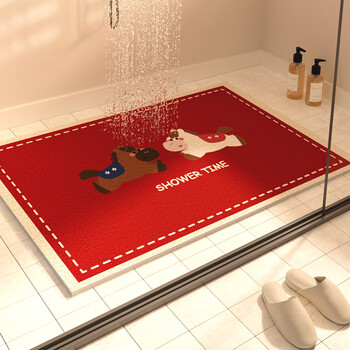 Fantasy bathroom non-slip floor mat bathroom household children's floor hollow mat shower room anti-fall bathtub foot mat cute horse baby red a style 80x120cm