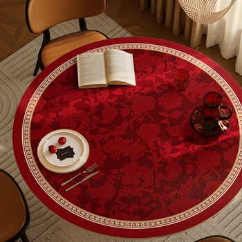 Fantasy old branch manor high-end leather round table mat dining table mat round household waterproof and oil-proof wash-free heat insulation mat kellyanne leather round table mat diameter 130cm