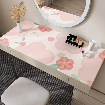Pupan simple leather waterproof and oil-proof tablecloth tablecloth desk mat writing dressing table mat student children learning desk mat small flower bubble 50x100cm