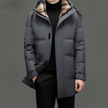 Armani (armani) down jacket men's winter mid-length hooded thickened warm and cold-proof clothing fashionable men's winter jacket gray m 170