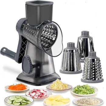 Pick-up cat hand-cranked vegetable cutter multi-functional shredded slices, ground vegetables, onions, cucumbers, cheese, nuts, potatoes, commercial stainless steel, gray