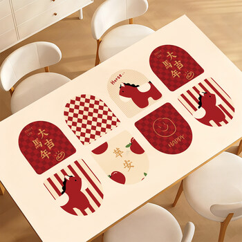 Zichen anti-scalding dining table mat tablecloth dining table waterproof and oil-proof no-wash 2026 new new year festive coffee table desktop protective pad apple zaifu food grade odorless 80*150cm